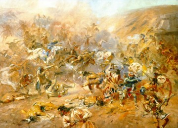 Batalla de Belly River 1905 Charles Marion Russell Pinturas al óleo